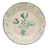 Casa Nuno Green Vine Dinner Plates by Abigails feature a cream base with green floral and leaf accents. Set of 2.