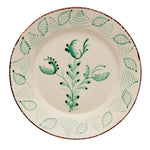 Casa Nuno Green Vine Dinner Plates by Abigails feature a cream base with green floral and leaf accents. Set of 2.