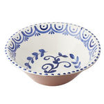 large blue white clay bowl