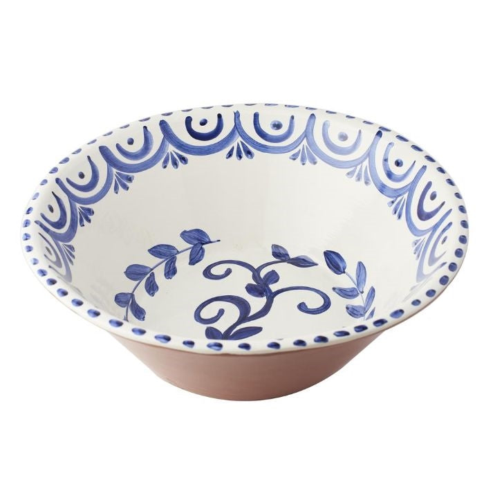 large blue white clay bowl
