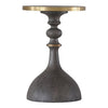gray wood brass accents round side end accent table curvy wine goblet