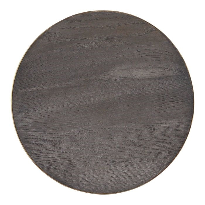 gray wood brass accents round side end accent table curvy wine goblet
