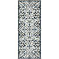 blue teal floral lay flat vinyl rug