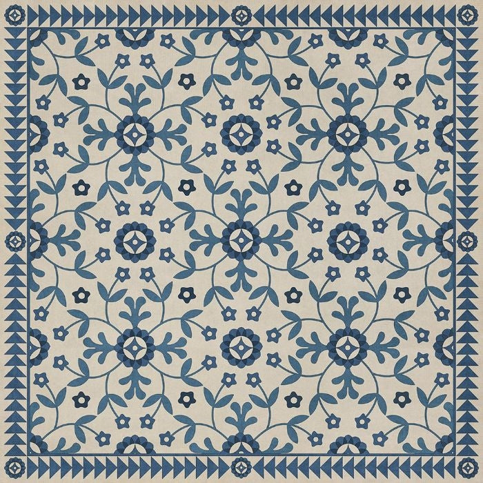 blue teal floral lay flat vinyl rug