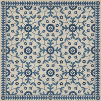 blue teal floral lay flat vinyl rug