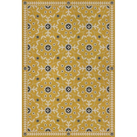 mustard navy floral lay flat vinyl rug