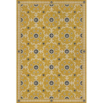 mustard navy floral lay flat vinyl rug