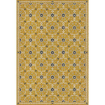 mustard navy floral lay flat vinyl rug