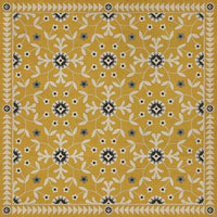 mustard navy floral lay flat vinyl rug