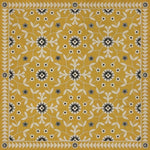 mustard navy floral lay flat vinyl rug