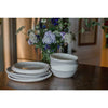 cream double line melamine dinner plates