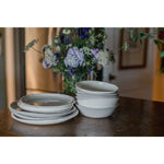 cream double line melamine dinner plates