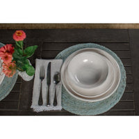 cream double line melamine dinner plates