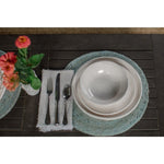 cream double line melamine dinner plates