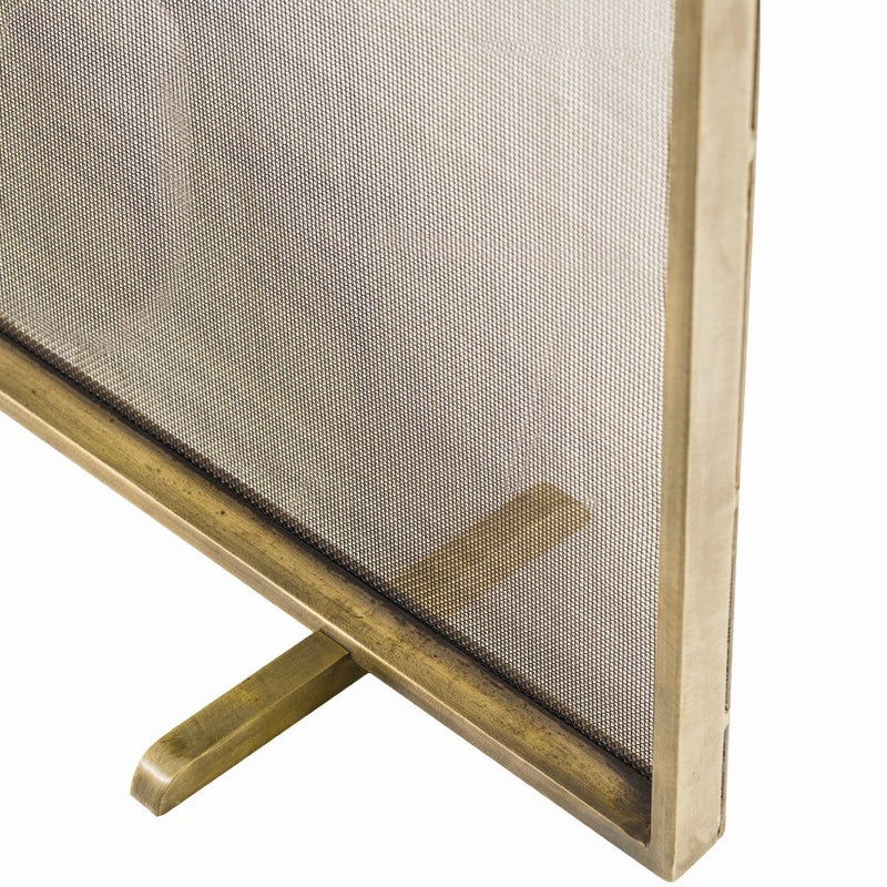 fire screen gold mesh gold knob + detail