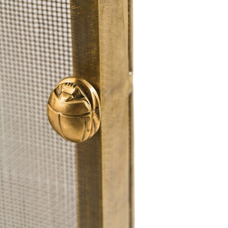 fire screen gold mesh gold knob + detail