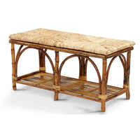 bench rattan tortoise shelf rush seat