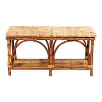 bench rattan tortoise shelf rush seat