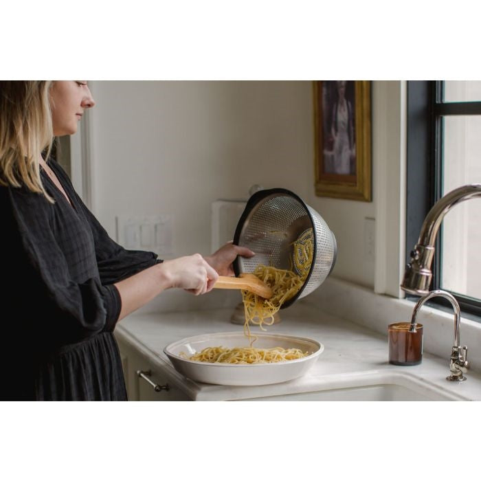 cream double line melamine pasta serving bowl