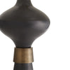 table lamp conical bronze aluminum antique gold band  off-white drum shade 3-way