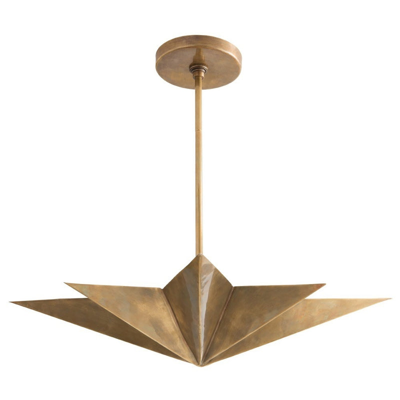 eight point star pendant light antique brass gold round mount