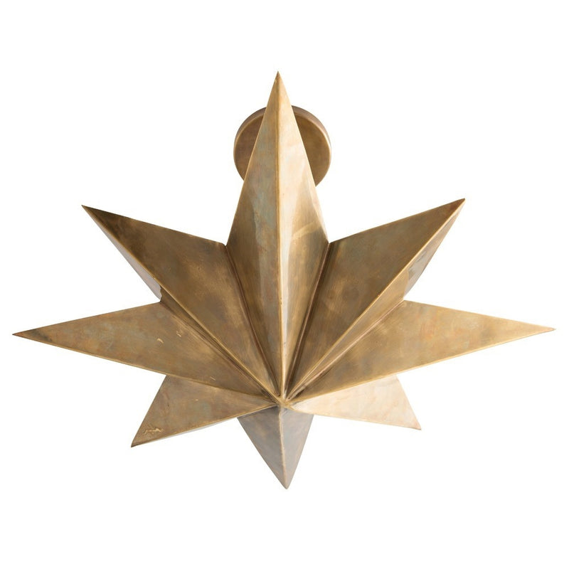eight point star pendant light antique brass gold round mount