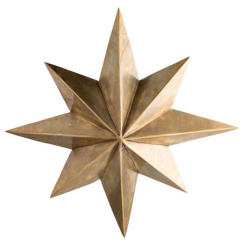 eight point star pendant light antique brass gold round mount