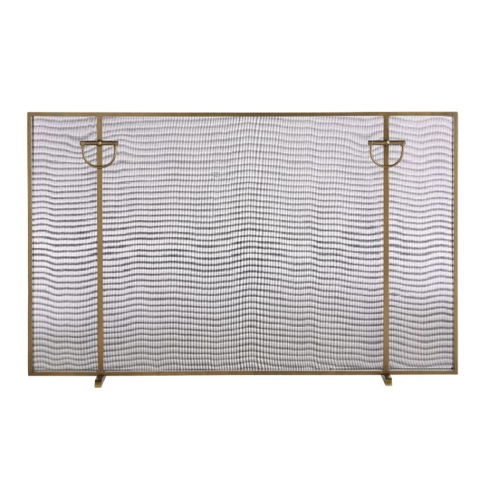 firescreen antique brass traditional rivets iron