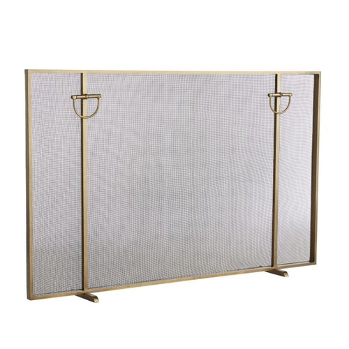 firescreen antique brass traditional rivets iron