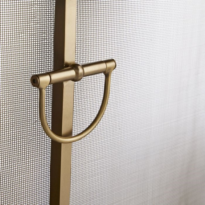 firescreen antique brass traditional rivets iron