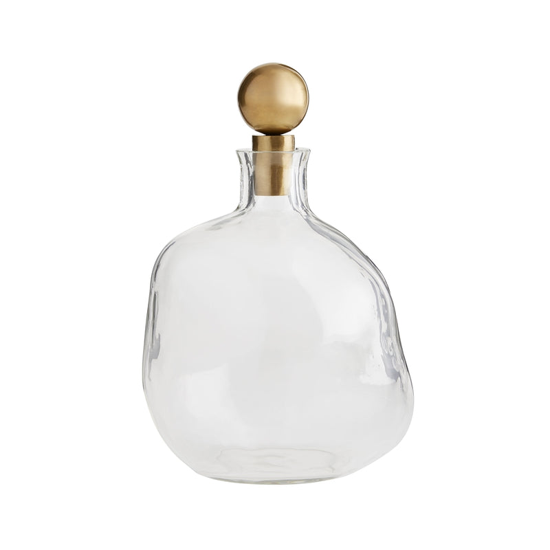 decanters set 2 free-form clear glass brass stoppers
