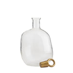 decanters set 2 free-form clear glass brass stoppers