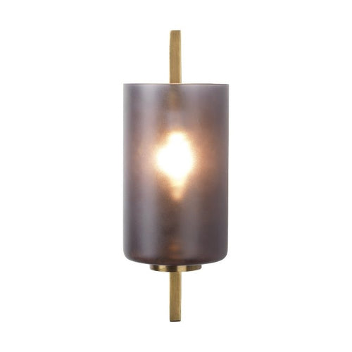 antique brass metal frosted glass shade wall sconce
