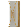 gold rectangular 1 light wall sconce with white shantung shade and gold infinity knot