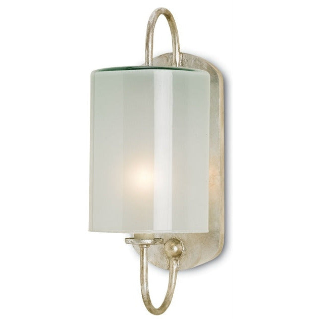 wrought iron glass silver frosted glass curved wall sconce