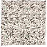 A set of four cream-colored 100% cotton napkins from Abigails, featuring a repeating floral pattern with green and pink blooms intertwined with delicate vines, called the Pomegranate Cabana Napkins.