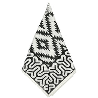 Yellowstone Cabana Napkins by Abigails feature a black and white tribal geometric and organic pattern.