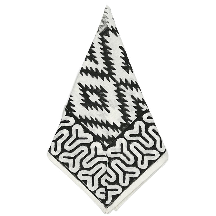 Yellowstone Cabana Napkins by Abigails feature a black and white tribal geometric and organic pattern.