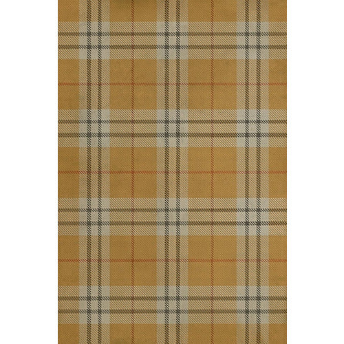 Spicher & Co. vinyl floorcloth chair mat tartan plaid yellow gold