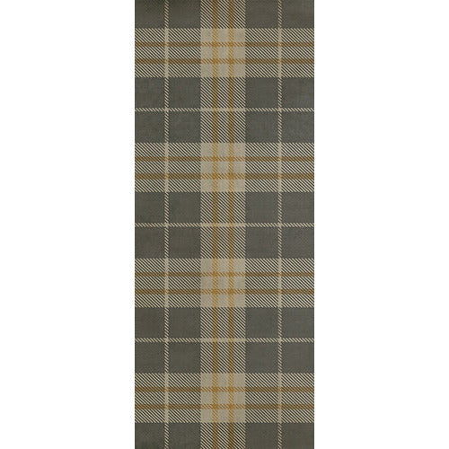 Spicher & Co. vinyl floorcloth chair mat tartan plaid gray beige gold runner