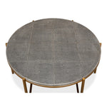 grey shagreen leather top antique brass iron base coffee table