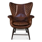 brown wing cigar chair leather quilted