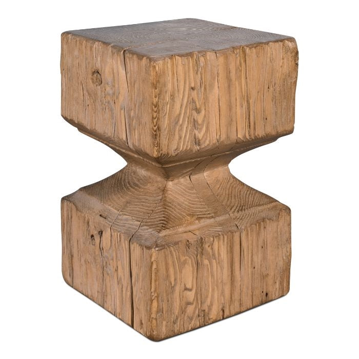 reclaimed pine beam stool natural finish hourglass shape