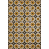 yellow cream star tile lay flat vinyl rug
