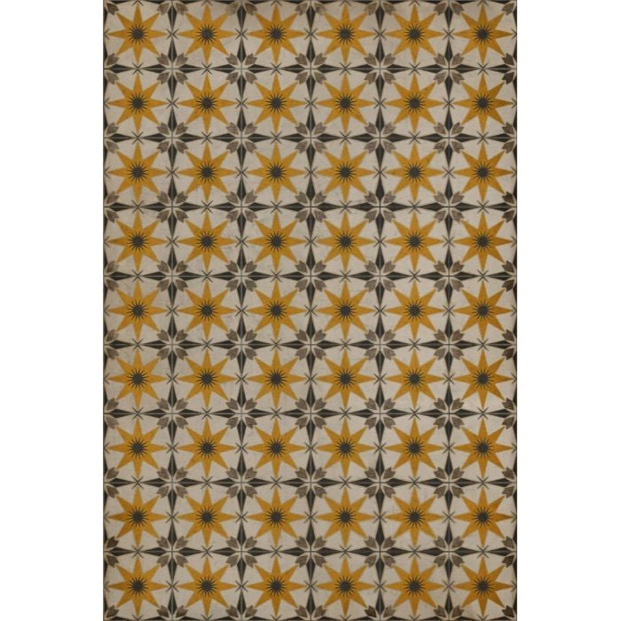 yellow cream star tile lay flat vinyl rug