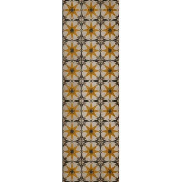 yellow cream star tile lay flat vinyl rug