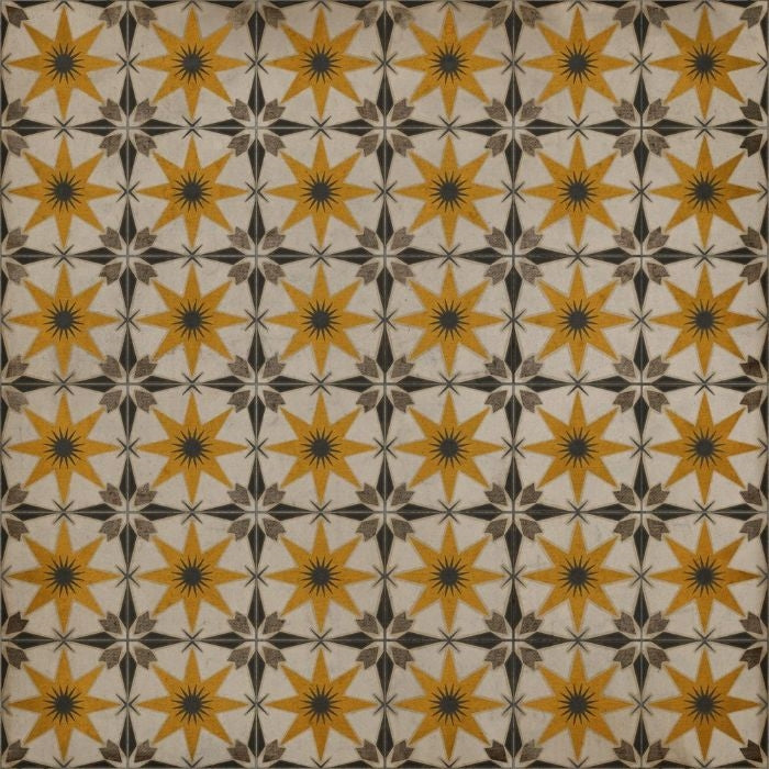 yellow cream star tile lay flat vinyl rug