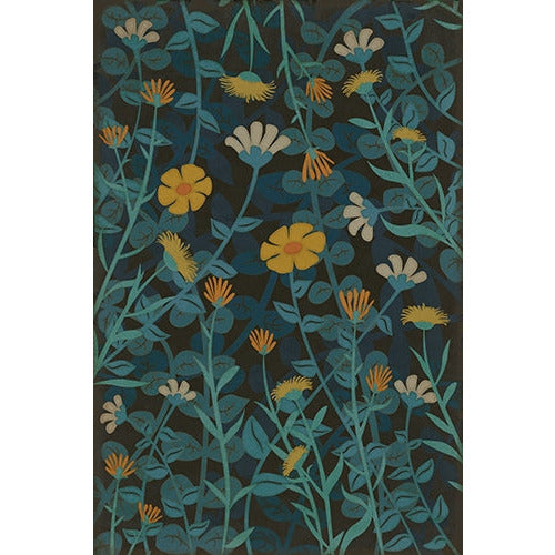vinyl floor mat wildflowers blue yellow