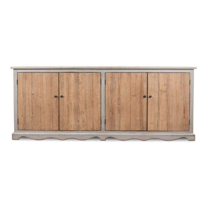 long narrow buffet sideboard chest natural pine distressed light grey finish
