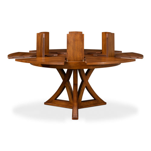 round Jupe dining table medium concave legs tobacco finish